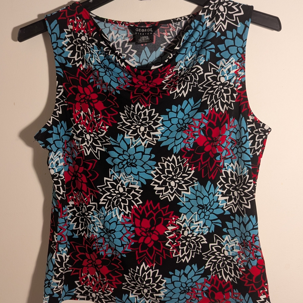 George Women's Floral Sleeveless Top - Red, Blue, Black